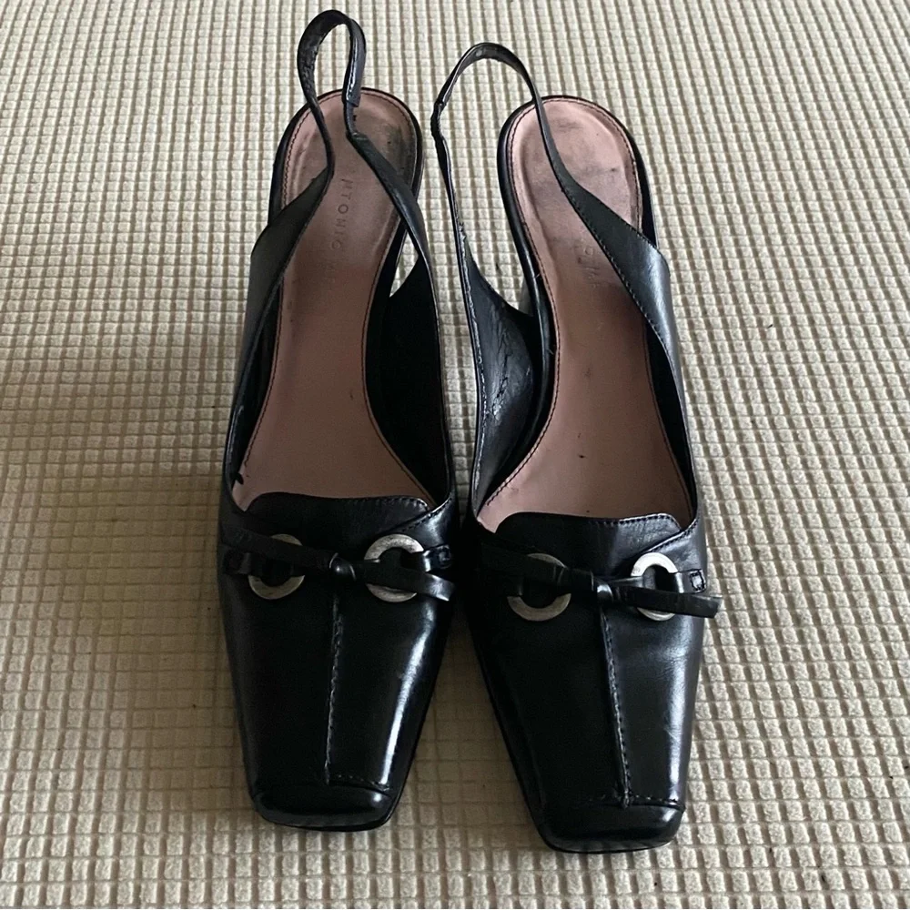 ANTONIO MELANI Black Slingback Heels
